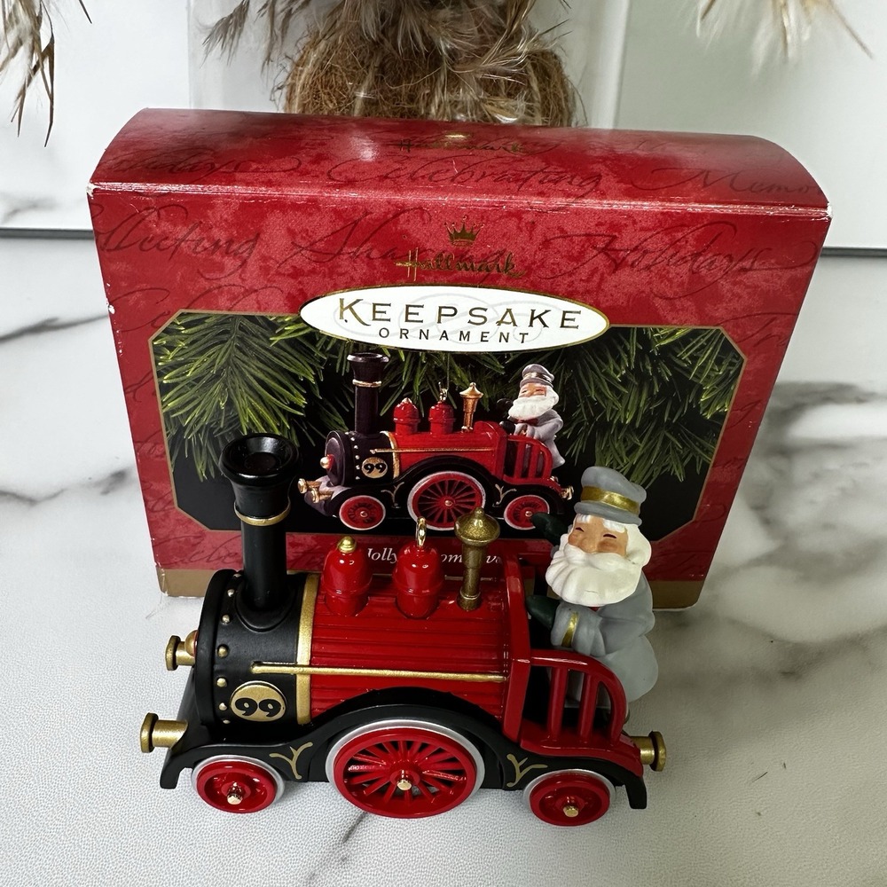 VTG Hallmark Ornament 1999 Jolly Locomotive Die Cast Metal Train NIB